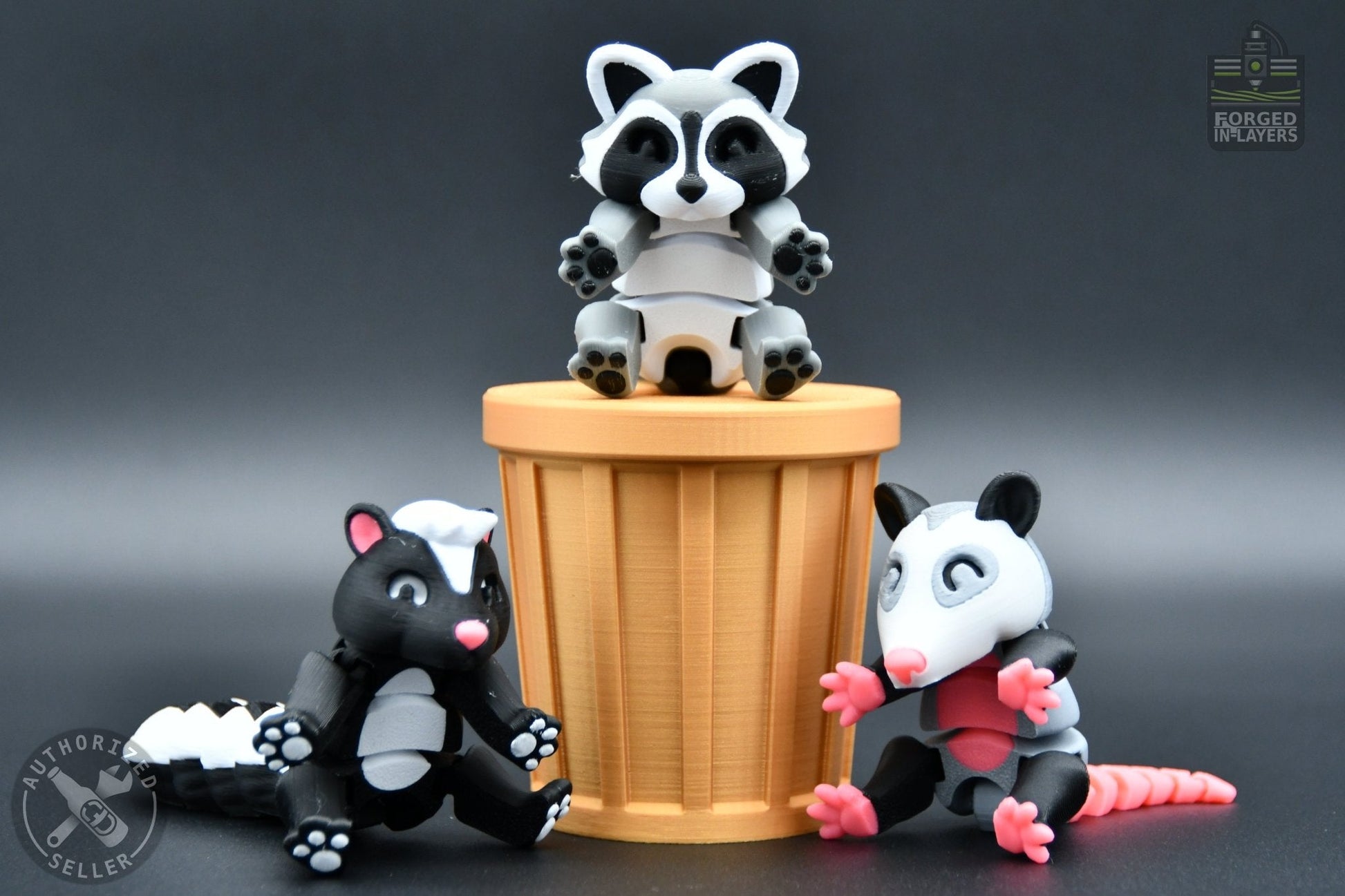 Articulating Animals & Optional Trash Can - Forged In - Layers