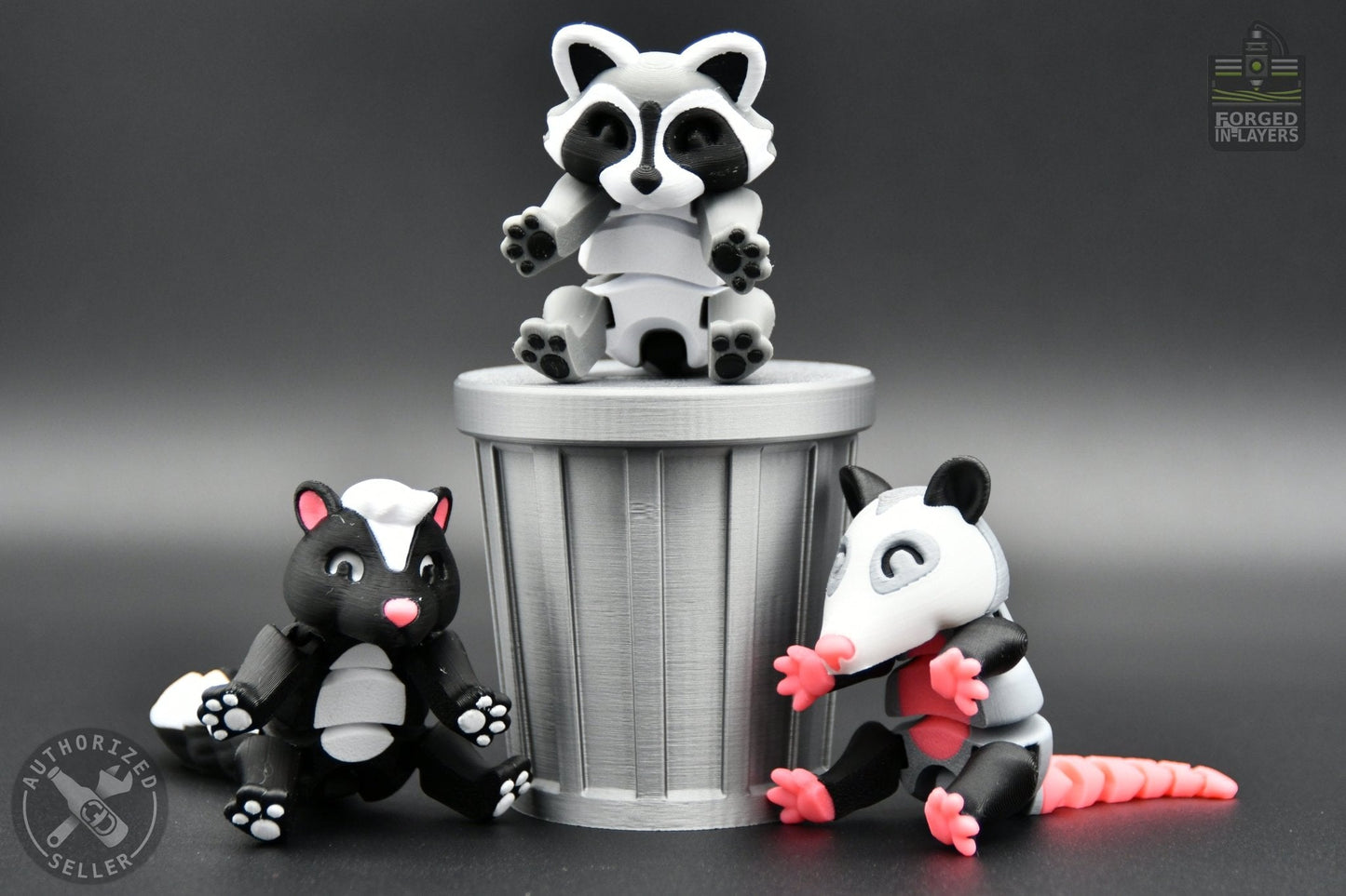 Articulating Animals & Optional Trash Can - Forged In - Layers